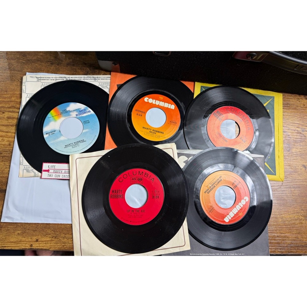 Lot of 5 vintage Marty Robbins 45 rpm vinyl records, 10 songs (y)